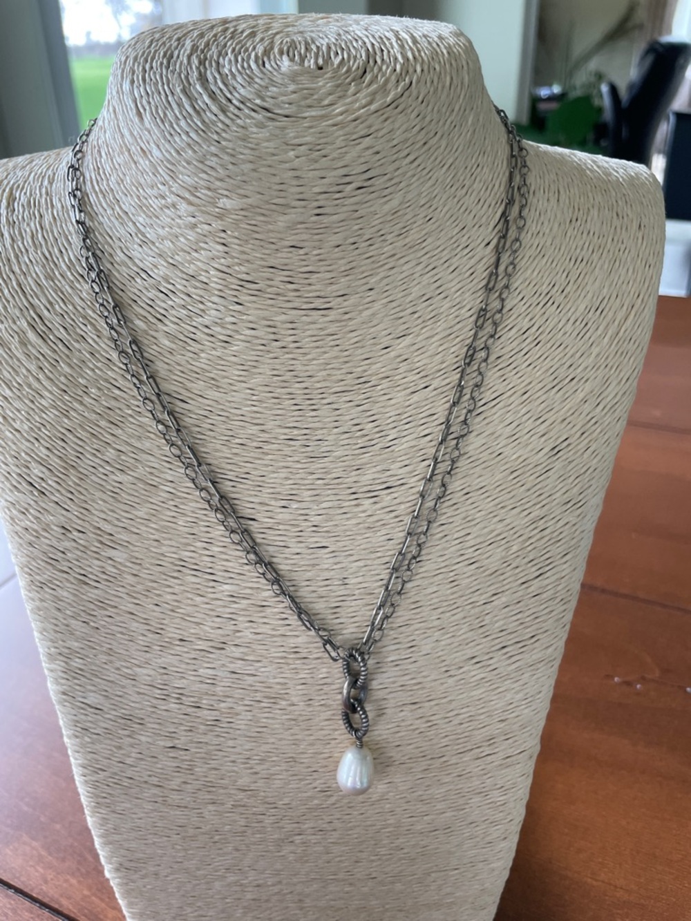 Vintage Silpada Double Stranded Sterling and Pearl Necklace - Picture 2 of 6
